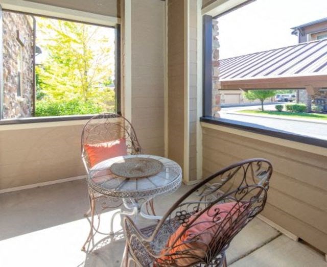 Balcony Seating area at San Tropez Apartments & Townhomes, South Jordan, UT