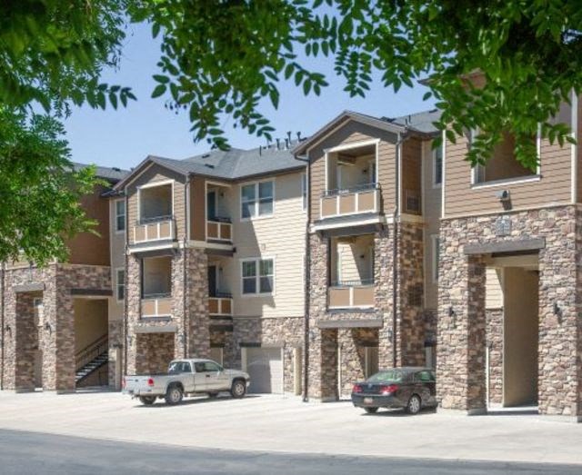 Exterior View with Attached Garages at San Tropez Apartments & Townhomes, South Jordan