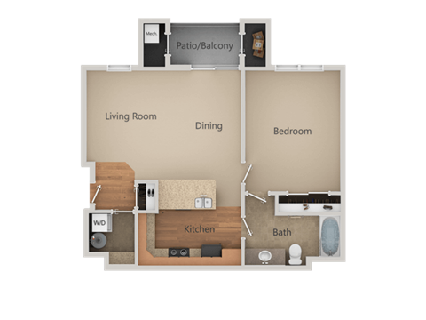 1Bed_1Bath A at San Tropez Apartments & Townhomes, Utah