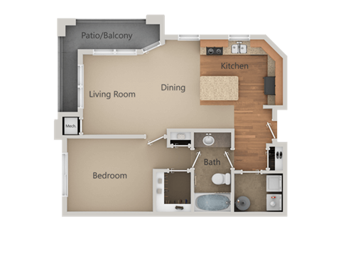 1Bed_1Bath B at San Tropez Apartments & Townhomes, Utah, 84095