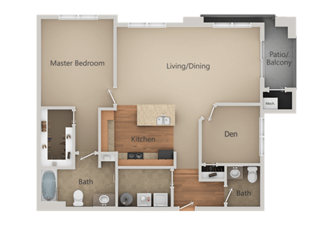 1Bed_1Bath Den at San Tropez Apartments & Townhomes, South Jordan, 84095