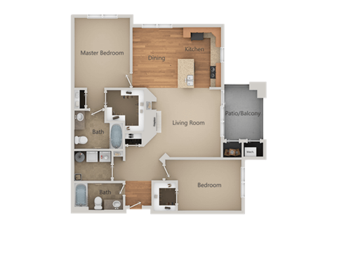 2Bed_2Bath B at San Tropez Apartments & Townhomes, South Jordan