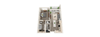 One Bed One Bath Floor Plan at Soleil Lofts Apartments, Herriman, UT