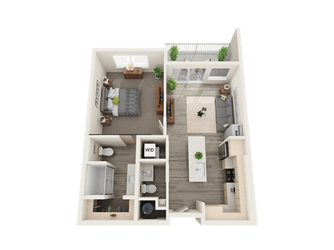 One Bed One Bath Floor Plan at Soleil Lofts Apartments, Herriman, UT