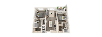 Two bedroom Two bathroom Floor Plan at Soleil Lofts Apartments, Herriman, 84096