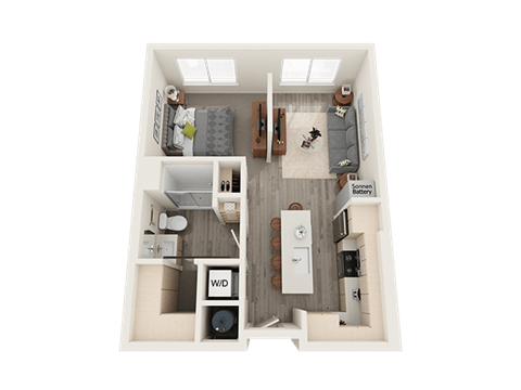 Studio Floor Plan at Soleil Lofts Apartments, Utah, 84096