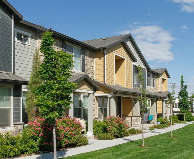 Elegant Townhome Exterior View at Talavera at the Junction Apartments & Townhomes, Midvale
