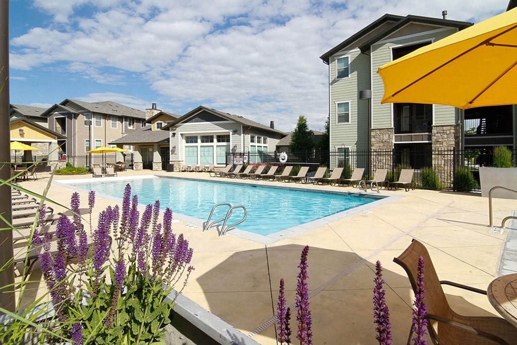 Poolside Dining Tables at Talavera at the Junction Apartments & Townhomes, Midvale