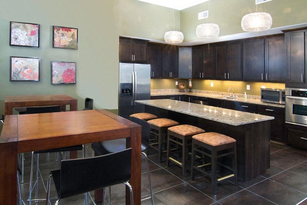 Clubhouse Kitchen Breakfast Bar with Stools at Talavera at the Junction Apartments & Townhomes, Utah, 84047