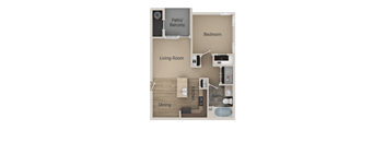 1 Bed 1 Bath Floor Plan at Talavera at the Junction Apartments & Townhomes, Utah