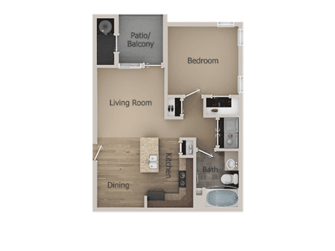 1 Bed 1 Bath Floor Plan at Talavera at the Junction Apartments & Townhomes, Utah