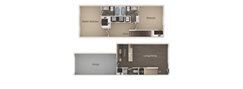 2 Bedroom 2 Bathroom Floor Plan at Talavera at the Junction Apartments & Townhomes, Midvale, 84047