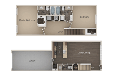 2 Bedroom 2 Bathroom Floor Plan at Talavera at the Junction Apartments & Townhomes, Midvale, 84047