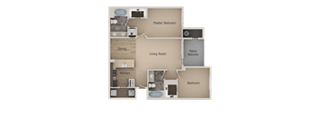 2 Bedroom 2 Bathroom Floor Plan at Talavera at the Junction Apartments & Townhomes, Midvale, UT, 84047