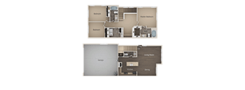 3 bedroom 2 bath Floor Plan at Talavera at the Junction Apartments & Townhomes, Midvale, 84047