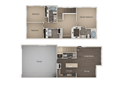 3 bedroom 2 bath Floor Plan at Talavera at the Junction Apartments & Townhomes, Midvale, 84047