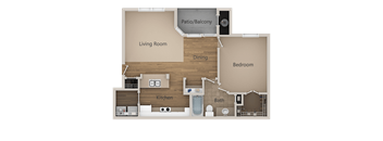 1 Bed 1 Bath Floor Plan at Trailside Apartments, Parker