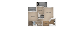 One bedroom One bathroom Floor Plan at Trailside Apartments, Colorado, 80134