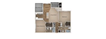 2 Bedroom 2 Bathroom Floor Plan at Trailside Apartments, Parker, CO, 80134