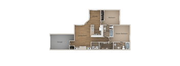 2 bedroom 2 bath Floor Plan at Trailside Apartments, Parker, CO