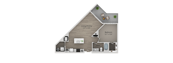 1 Bed 1 Bath Floor Plan at Arcadia, Sandy, UT