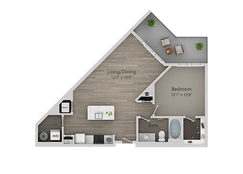 1 Bed 1 Bath Floor Plan at Arcadia, Sandy, UT