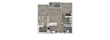 2 Bed 2 Bath Floor Plan at Arcadia, Sandy, 84070