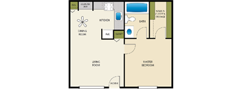 1 Bed 1 Bath Floor Plan at Heritage Park Senior Apartments, Norco, 92860