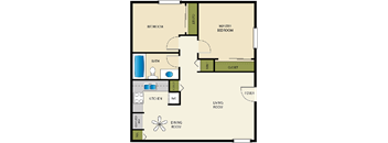 2 Bed 1 Bath Floor Plan at Heritage Park Senior Apartments, Norco, California