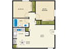 2 Bed 1 Bath Floor Plan 2 Bed 1 Bath Floor Plan at Heritage Park Senior Apartments, Norco, California