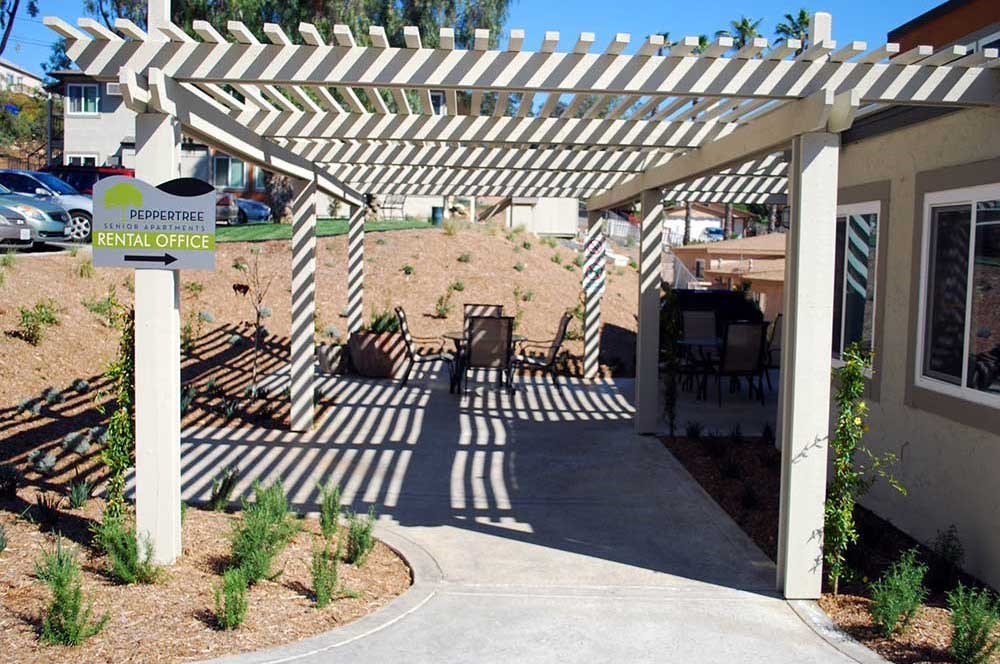 Peppertree Senior Apartments  Covered Patio - Near San Diego California