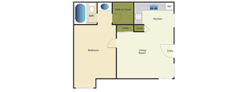 1 Bed 1 Bath Floor Plan at Peppertree Senior Apartments, Spring Valley