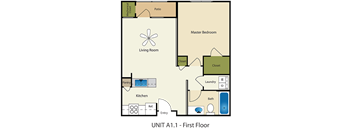 1 Bed 1 Bath Floor Plan at Providence Place Apartments, Salt Lake City, UT, 84111