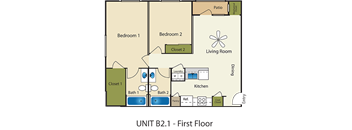 2 Bed 2 Bath Floor Plan at Providence Place Apartments, Salt Lake City, 84111