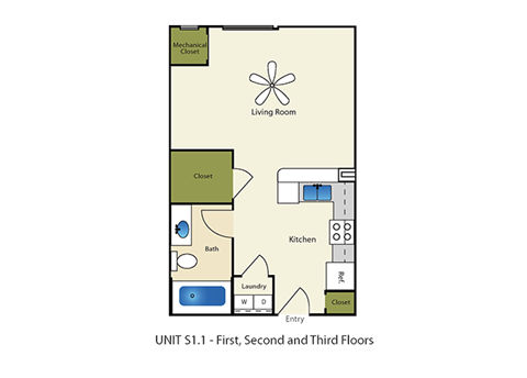 Studio Floor Plan at Providence Place Apartments, Utah, 84111