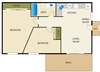 2 Bed 1 Bath Floor Plan 2 Bed 1 Bath Floor Plan at Spring Villa Apartments, California, 91977