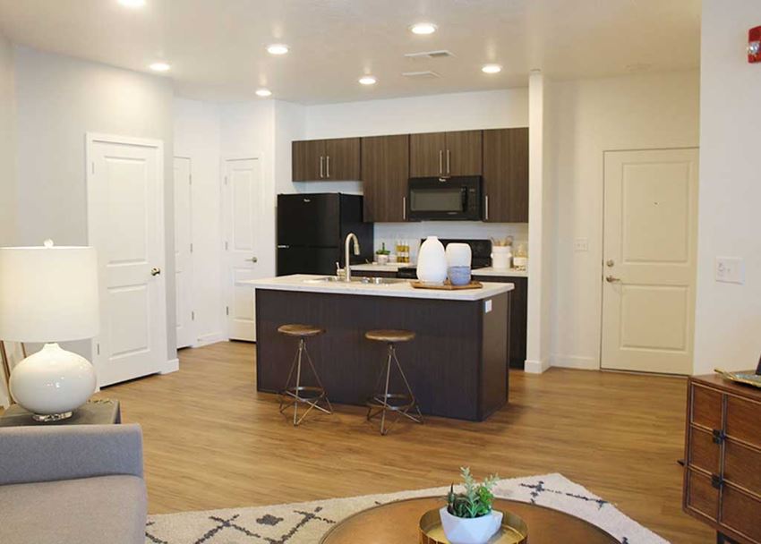 Living with Island Kitchen Living with Island Kitchen at Veranda Apartments, Draper, UT