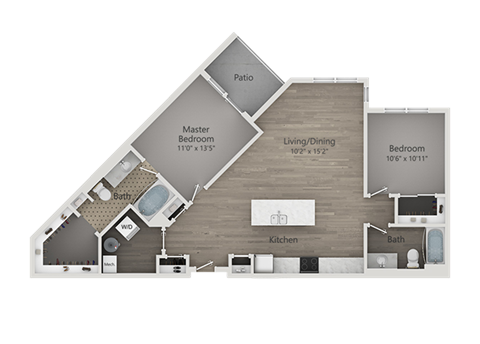 B2 Floor Plan at Veranda Apartments, Utah, 84020