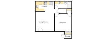 1 Bed 1 Bath Floor Plan at Village Grove Apartments, Escondido