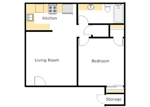 1 Bed 1 Bath Floor Plan at Village Grove Apartments, Escondido