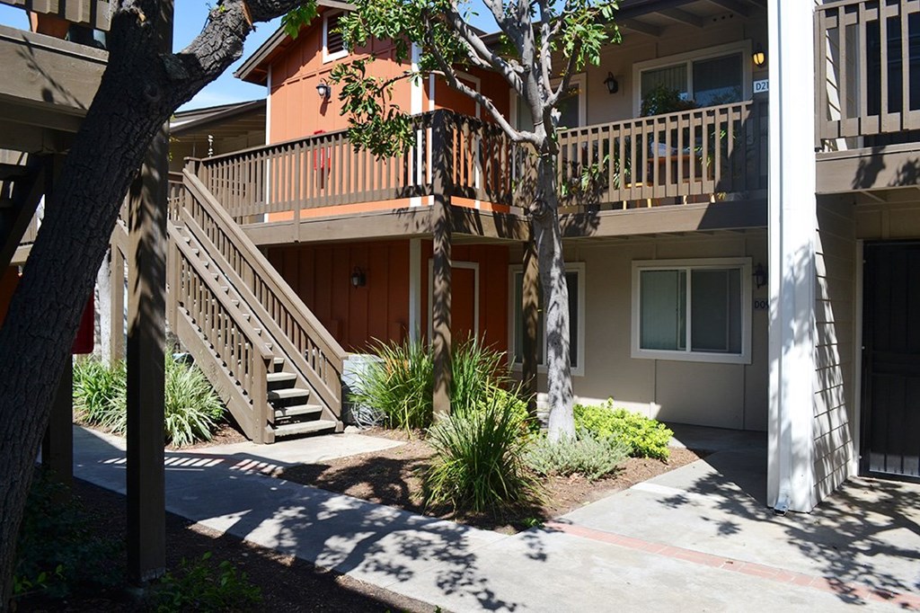 Courtyard View at Village Grove Apartments, California