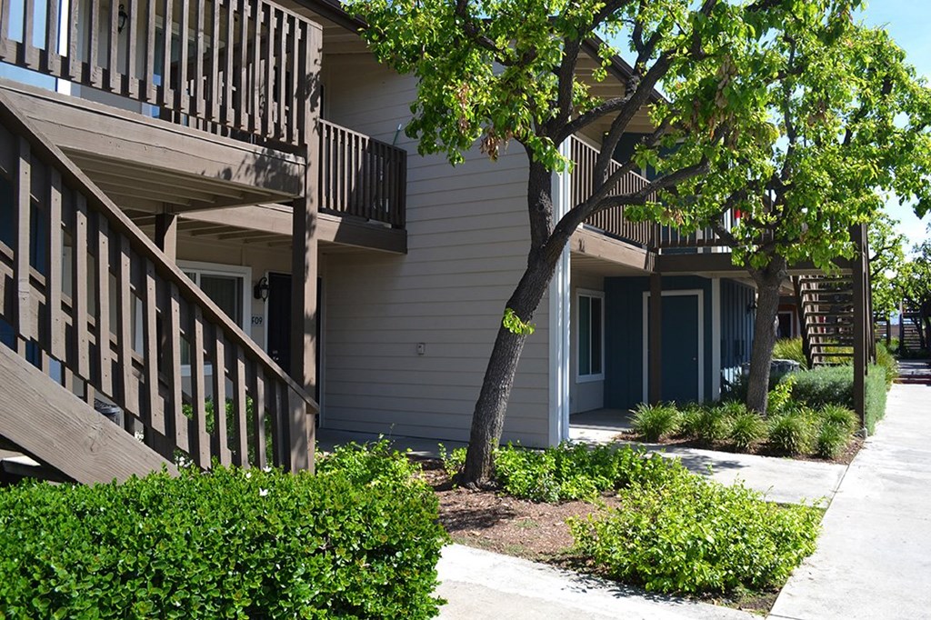 Garden Walkway at Village Grove Apartments, Escondido, CA, 92025