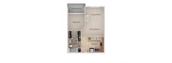 Studio  Floor Plan at Metropolitan Place Apartments, Renton, 98057