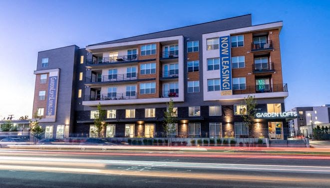 Evening Exterior View Garden Lofts Apartments Downtown SLC UT