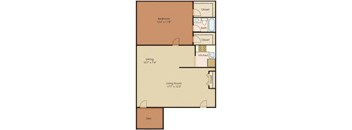 1 Bed 1 Bath Den Floor Plan at Walker Mill Apartments, District Heights, MD, 20747