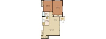 2 Bedroom 1 Bath Floor Plan at Walker Mill Apartments, District Heights