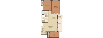 3 Bed 1 Bath Floor Plan at Walker Mill Apartments, District Heights, Maryland