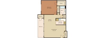 1 Bed 1 Bath Floor Plan at Walker Mill Apartments, Maryland, 20747