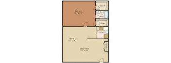 1 Bedroom 1 Bath Floor Plan at Walker Mill Apartments, Maryland