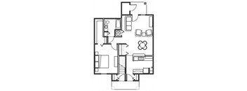 A black and white image of a floor plan for a house.
